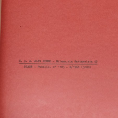 Libretto vetture Alfa Romeo Spider 1600 del 1966.Ben conservato