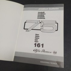 Libretto Product Bulletin auto Alfa Romeo 75 tipo 161, 1987. CopertIna ingrigita 2