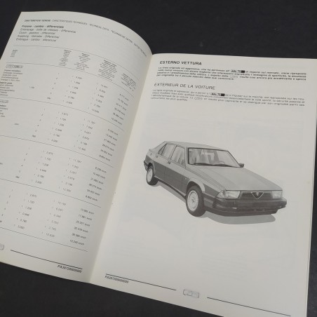 Libretto Product Bulletin auto Alfa Romeo 75 tipo 161, 1987. CopertIna ingrigita