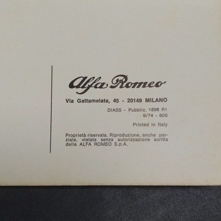 Libretto d'istruzioni vetture Alfa Romeo a cambio automatico 1974. Spellature