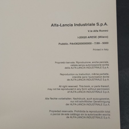 Libretto Product Bulletin auto Alfa Romeo Spider, 1989. Buone condizioni