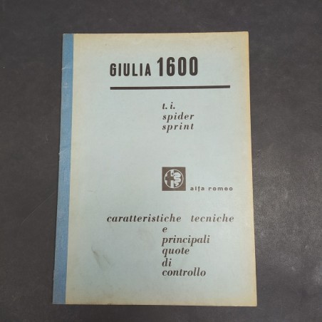 Libretto vetture Alfa Romeo 1600 ti/spider/sprint del 1969. Ben conservato