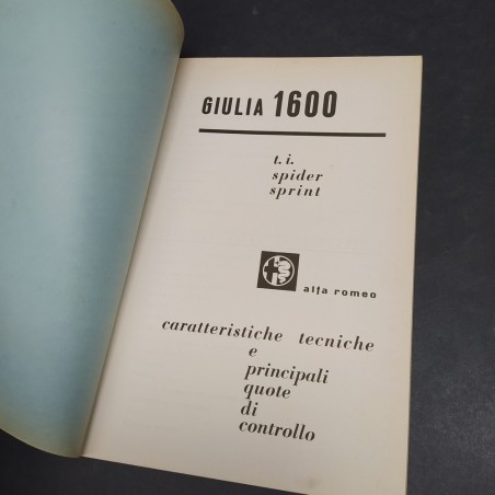 Libretto vetture Alfa Romeo 1600 ti/spider/sprint del 1969. Ben conservato