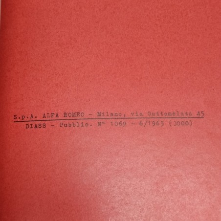 Libretto caratteristiche delle vetture Alfa Romeo Giulia 1600S, 1965. Buono
