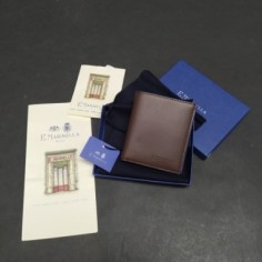 Portafoglio verticale e porta schede Marinella in pelle di vitello cioccolato