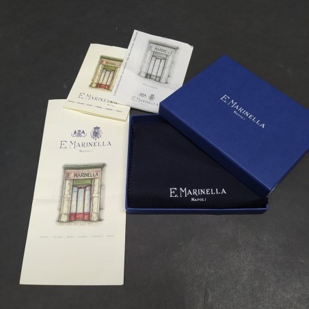 Portafoglio verticale e porta schede Marinella in pelle di vitello cioccolato