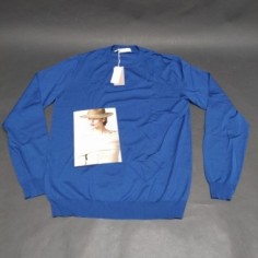 Maglioncino uomo Luxury Cashmere 100% lana merinos blu royal tg. 50 nuovo