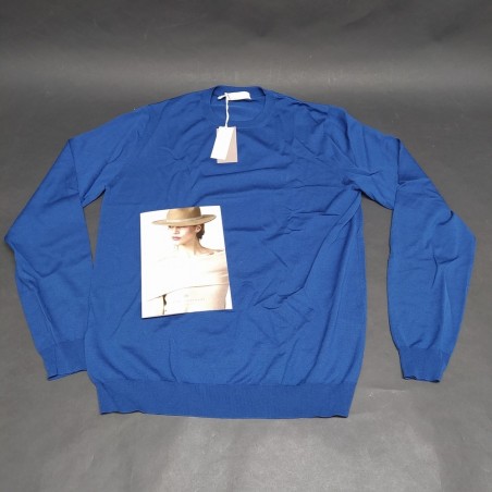 Maglioncino uomo Luxury Cashmere 100% lana merinos blu royal tg. 50 nuovo