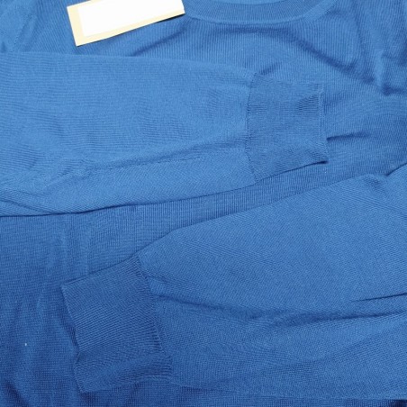 Maglioncino uomo Luxury Cashmere 100% lana merinos blu royal tg. 50 nuovo