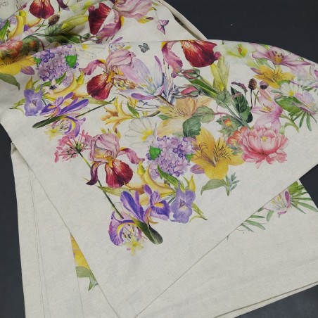 Tovaglia floreale G.P. Palombella Iris in misto lino – 180x270 cm – nuova