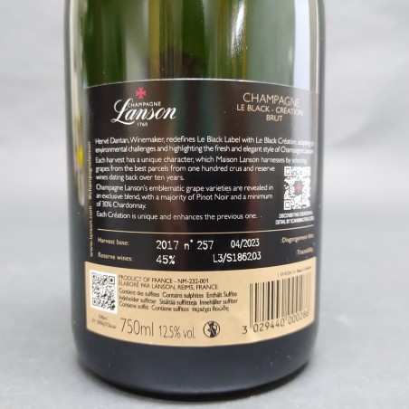Champagne Lanson – Le Black Création 257 - 75 cl 12,5%