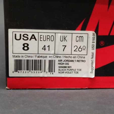Nike Air Jordan 1 Retro High OG "Court Purple 2.0" usate n° 41 - 26 cm