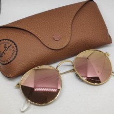 Occhiali sole uomo Ray-Ban RB3447 lenti rosa montatura oro usati pari nuovo 2