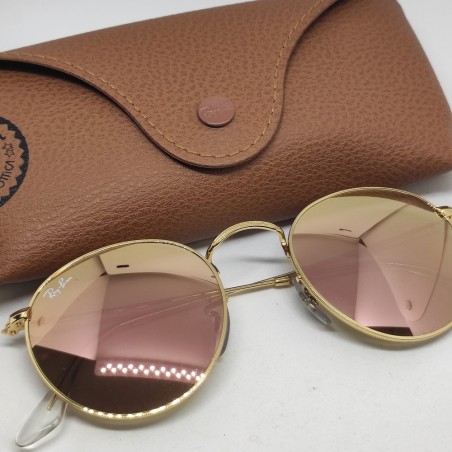 Occhiali sole uomo Ray-Ban RB3447 lenti rosa montatura oro usati pari nuovo