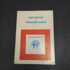 Caratteristiche e prescrizioni tecniche Alfa Romeo Giulia Diesel 1976. Polvere
