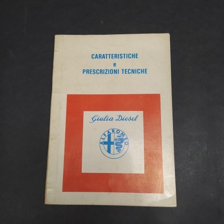 Caratteristiche e prescrizioni tecniche Alfa Romeo Giulia Diesel 1976. Polvere