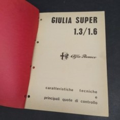 Libretto caratteristiche tecniche auto Alfa Romeo Giulia Super 1.3/1.6. Macchie 2