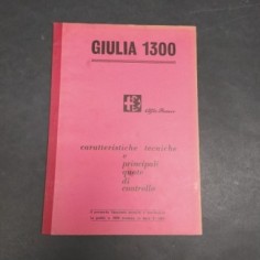 Manuale Caratteristiche tecniche auto Alfa Romeo Giulia 1300. Aloni