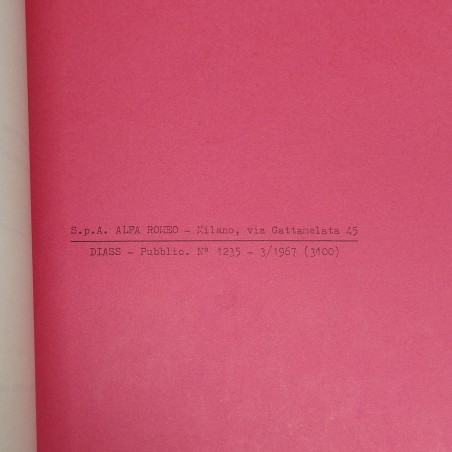 Manuale Caratteristiche tecniche auto Alfa Romeo Giulia 1300. Aloni