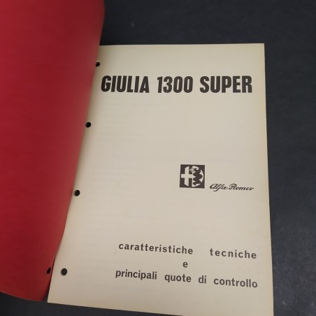 Libretto caratteristiche tecniche auto Alfa Romeo Giulia 1300 Super. Strappo