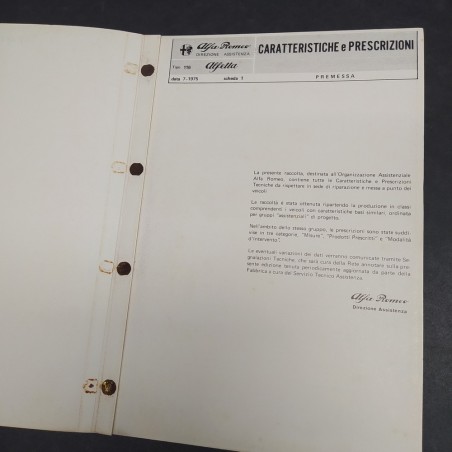 Caratteristiche e prescrizioni tecniche Alfa Romeo Alfetta 116, classe 1600