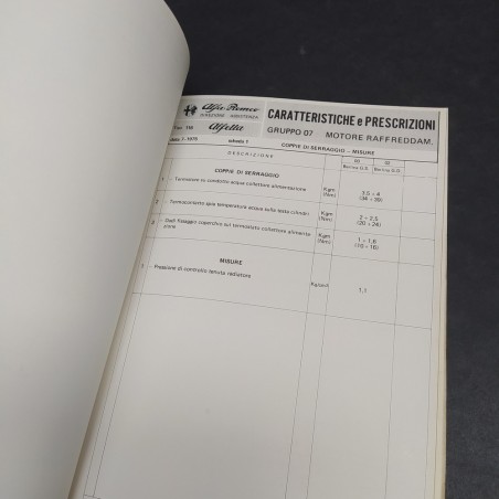 Caratteristiche e prescrizioni tecniche Alfa Romeo Alfetta 116, classe 1600