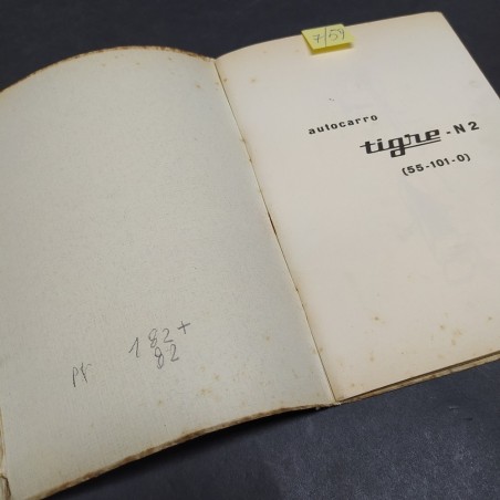 Catalogo parti di ricambio autocarri OM Tigre, prima edizione 1959. Macchie