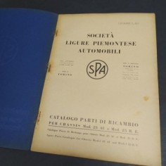 Catalogo di ricambi vetture SPA chassis 25 AU/RE, 1930. Aloni e ingiallimenti 2