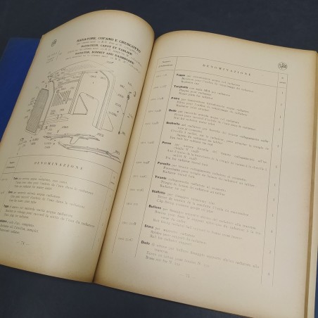 Catalogo di ricambi vetture SPA chassis 25 AU/RE, 1930. Aloni e ingiallimenti