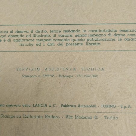 Istruzioni per riparazioni veicoli Lancia Jolly,1962. Macchie d'officina