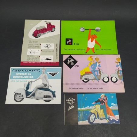 Lotto di 5 cataloghi di motociclette Zundapp, modelli vari in olandese. Discreti