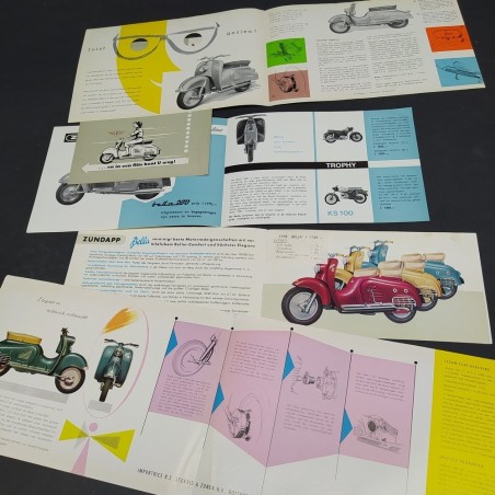Lotto di 5 cataloghi di motociclette Zundapp, modelli vari in olandese. Discreti