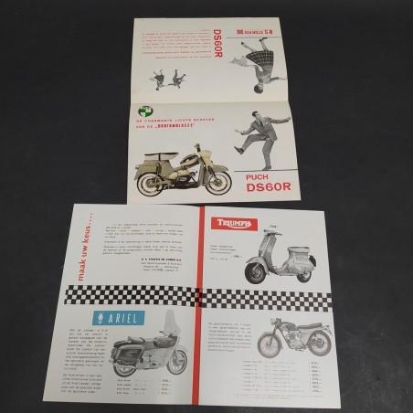 Lotto di 2 cataloghi di motociclette Stokvis, Puch, anni '60 in olandese. Buoni