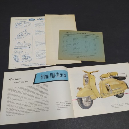 Lotto di 4 cataloghi di motociclette, vari modelli in olandese, anni '60. Buoni