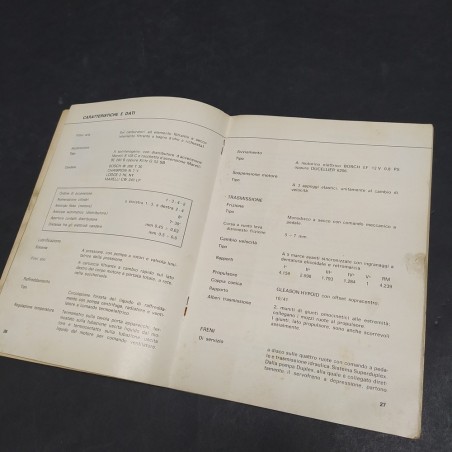 Libretto uso e manutenzione auto Lancia Fulvia berlina, 2° serie, 1971. Macchie