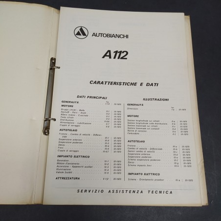 Libretto uso e manutenzione - Caratteristiche e dati Autobianchi A112. Mediocre