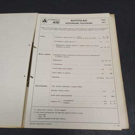 Libretto uso e manutenzione - Caratteristiche e dati Autobianchi A112. Mediocre