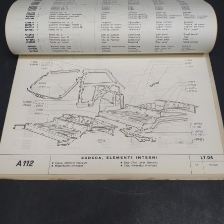 Raccoglitore Catalogo ricambi per carrozzeria Autobianchi A112, 1970. Macchie