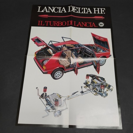 Manifesto delle vetture Lancia Delta HF 41x58 cm, disegni Bruno Betti. Discreto