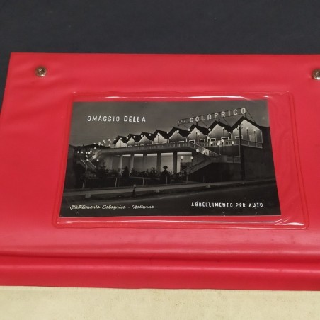 Portadocumenti del XXV Gran Premio F1 di Pescara, 1957 con pubblicità. Macchie