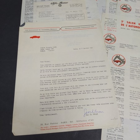 Lotto di 8 lettere a Michele Conti modellista di auto, francese e italiano