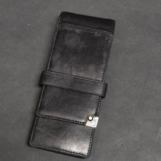 Montblanc astuccio portapenne in pelle nera – logo e dettagli metallici usato