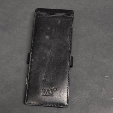 Montblanc astuccio portapenne in pelle nera – logo e dettagli metallici usato