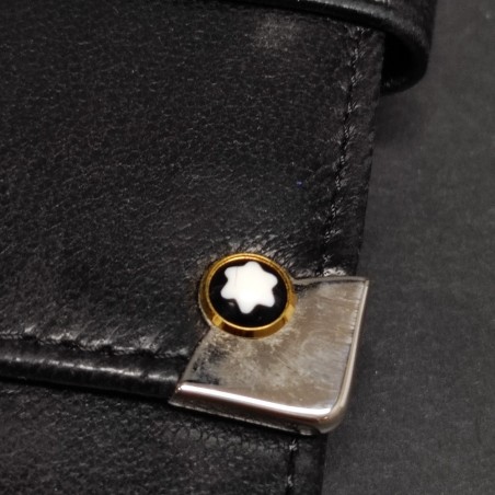 Montblanc astuccio portapenne in pelle nera – logo e dettagli metallici usato
