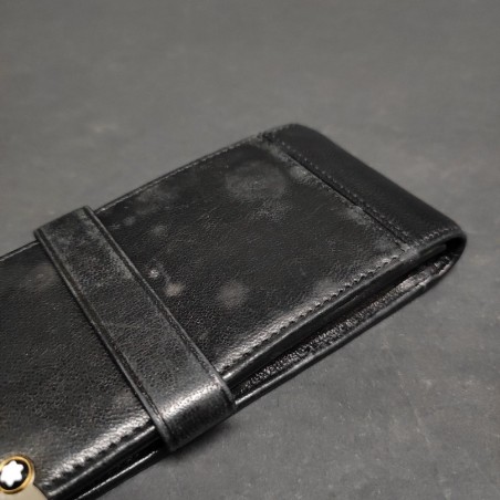 Montblanc astuccio portapenne in pelle nera – logo e dettagli metallici usato