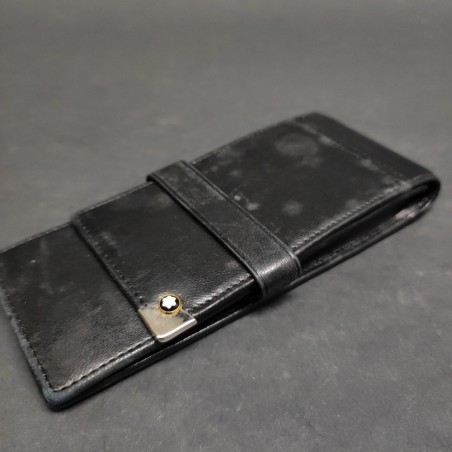 Montblanc astuccio portapenne in pelle nera – logo e dettagli metallici usato