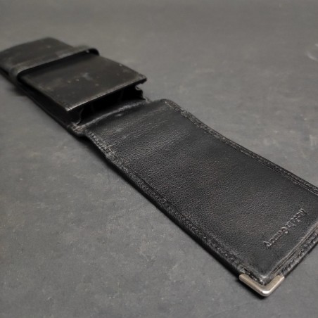 Montblanc astuccio portapenne in pelle nera – logo e dettagli metallici usato