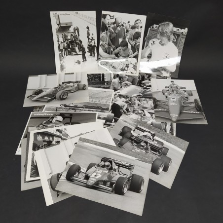 Lotto di 24 foto di auto Ferrari F1 e piloti vari Arnaux, Alboreto, Tambay, '80