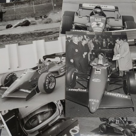 Lotto di 24 foto di auto Ferrari F1 e piloti vari Arnaux, Alboreto, Tambay, '80