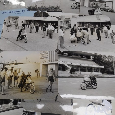 Lotto di 21 foto delle motociclette Demm e cartoncino Record Mondiali velocità